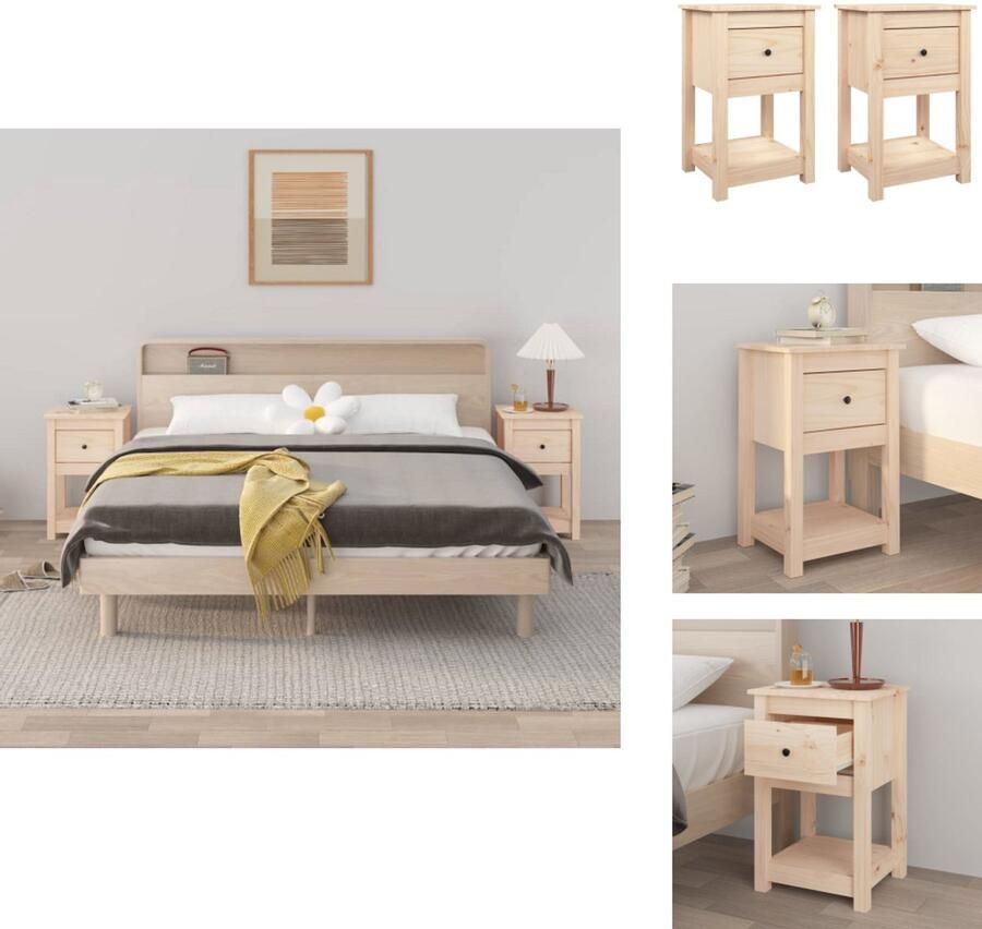 VidaXL Nachtkastje Nachtkastjes -kast Nachtkastje Nachtkastjes 2 st 40x35x61 5 cm massief grenenhout