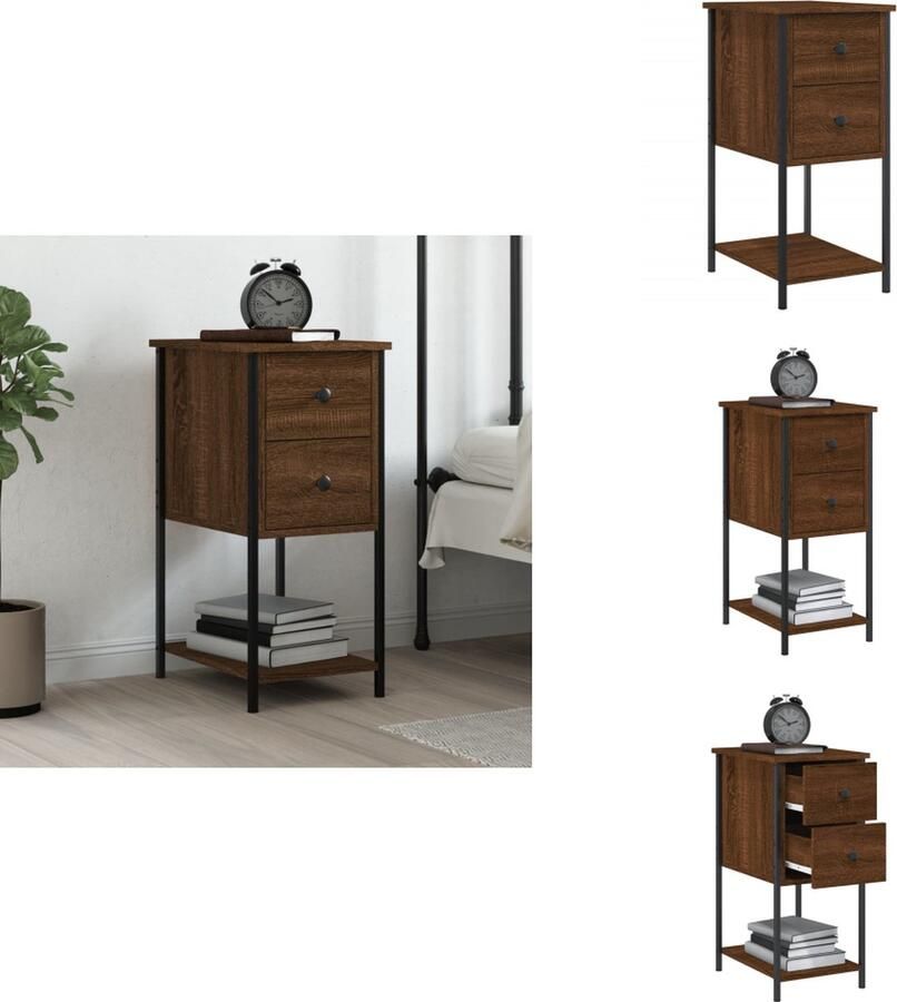 VidaXL Nachtkastje Nachtkastjes Kast Slaapkamermeubel Nachtkastje 32x42x70 cm bewerkt hout bruineikenkleurig