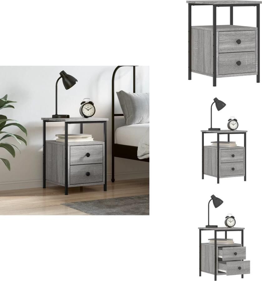 VidaXL Nachtkastje Nachtkastjes Kast Slaapkamermeubel Nachtkastje 34x35 5x50 cm bewerkt hout grijs sonoma