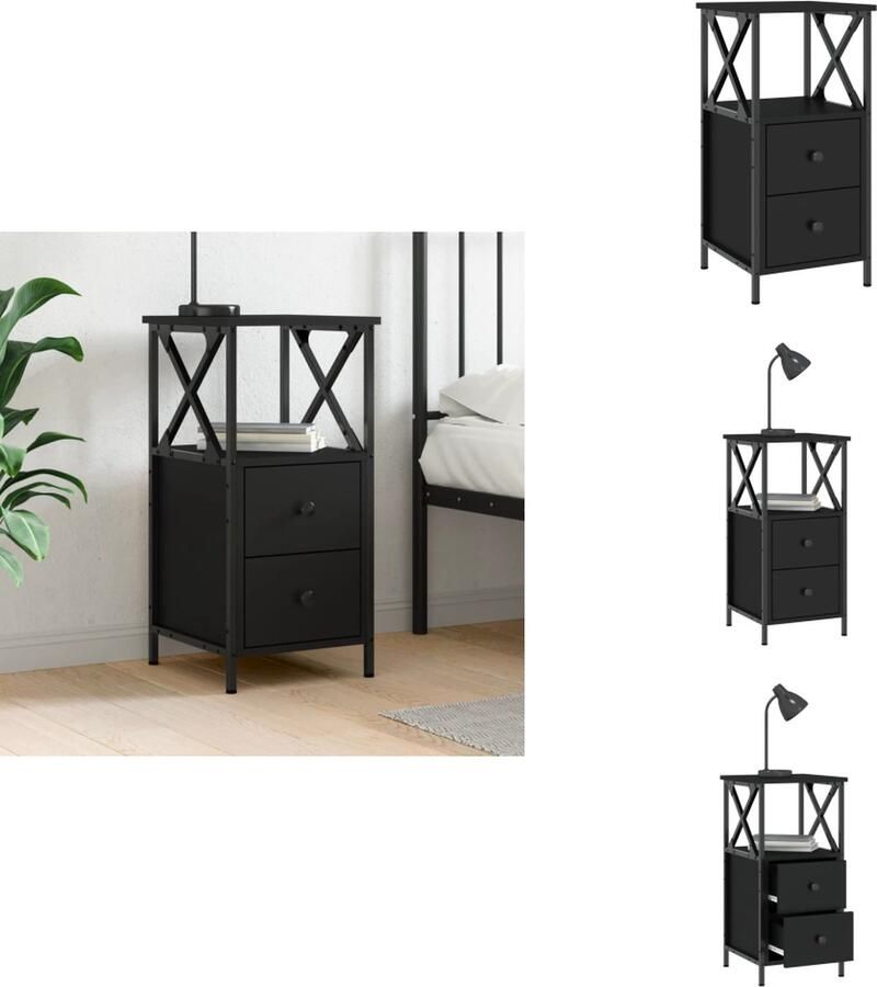 VidaXL Nachtkastje Nachtkastjes Kast Slaapkamermeubel Nachtkastje 34x35 5x70 cm bewerkt hout zwart