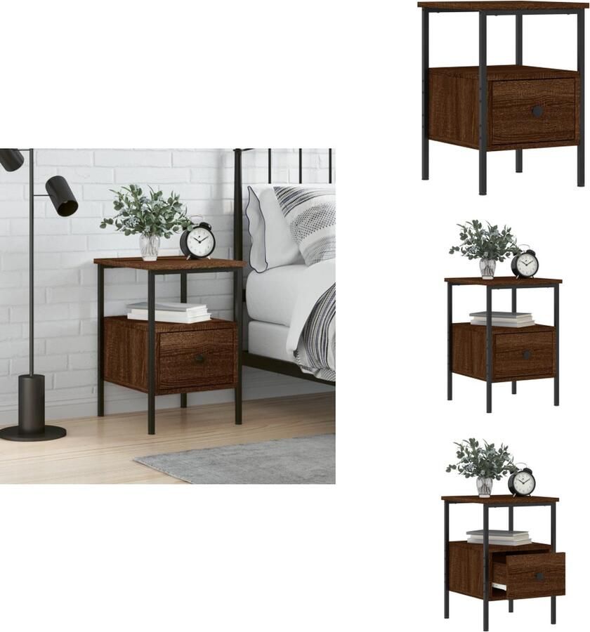 VidaXL -Nachtkastje-34x36x50-cm-bewerkt-hout-bruineikenkleurig