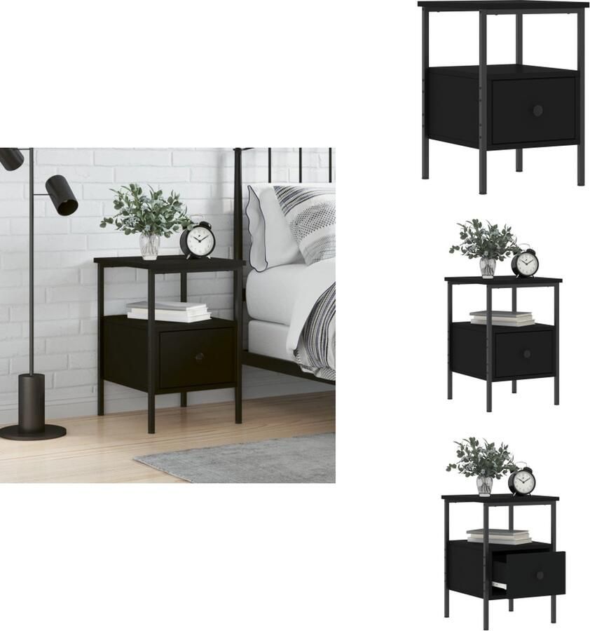 VidaXL Nachtkastje Nachtkastjes Kast Slaapkamermeubel Nachtkastje 34x36x50 cm bewerkt hout zwart