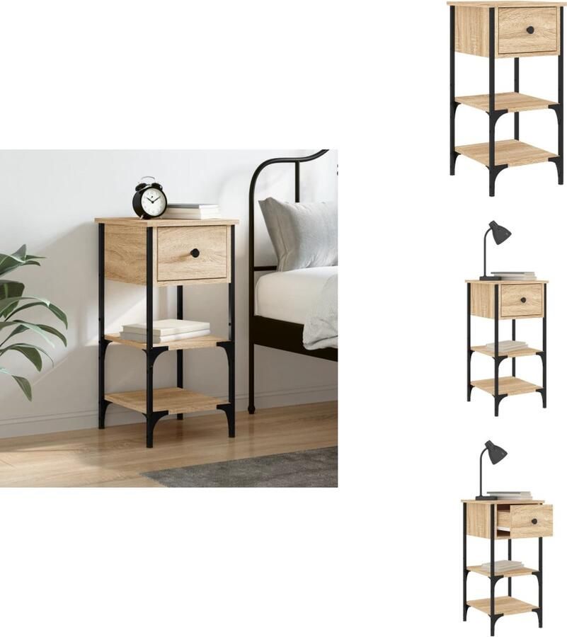 VidaXL Nachtkastje Nachtkastjes Kast Slaapkamermeubel Nachtkastje 34x36x70 cm bewerkt hout sonoma eikenkleurig