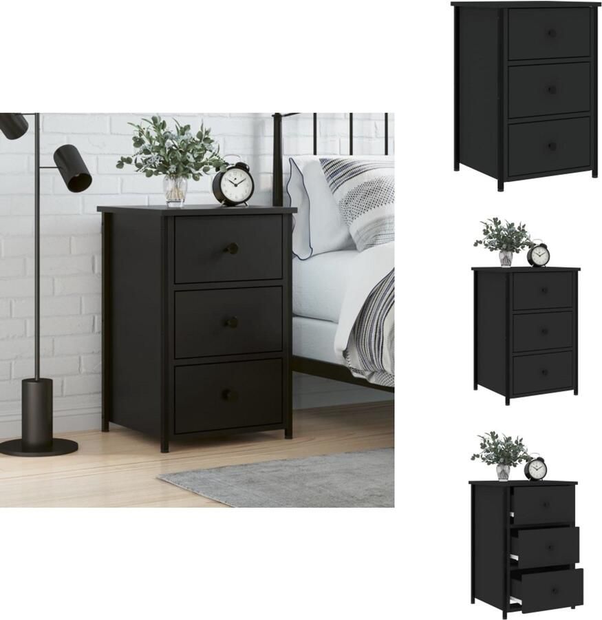 VidaXL Nachtkastje Nachtkastjes Kast Slaapkamermeubel Nachtkastje 40x36x60 cm bewerkt hout zwart