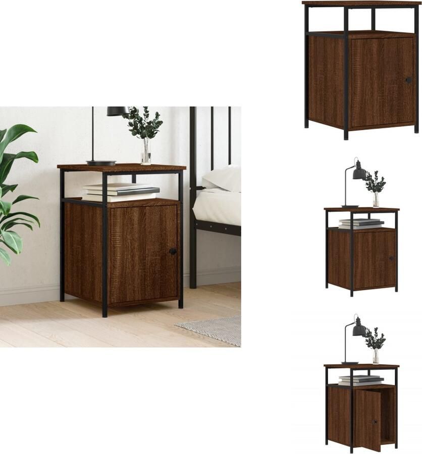 VidaXL Nachtkastje Nachtkastjes Kast Slaapkamermeubel Nachtkastje 40x42x60 cm bewerkt hout bruineikenkleurig