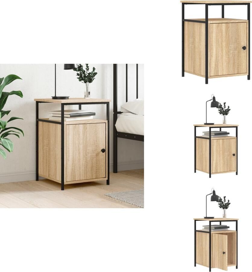 VidaXL Nachtkastje Nachtkastjes Kast Slaapkamermeubel Nachtkastje 40x42x60 cm bewerkt hout sonoma eikenkleurig