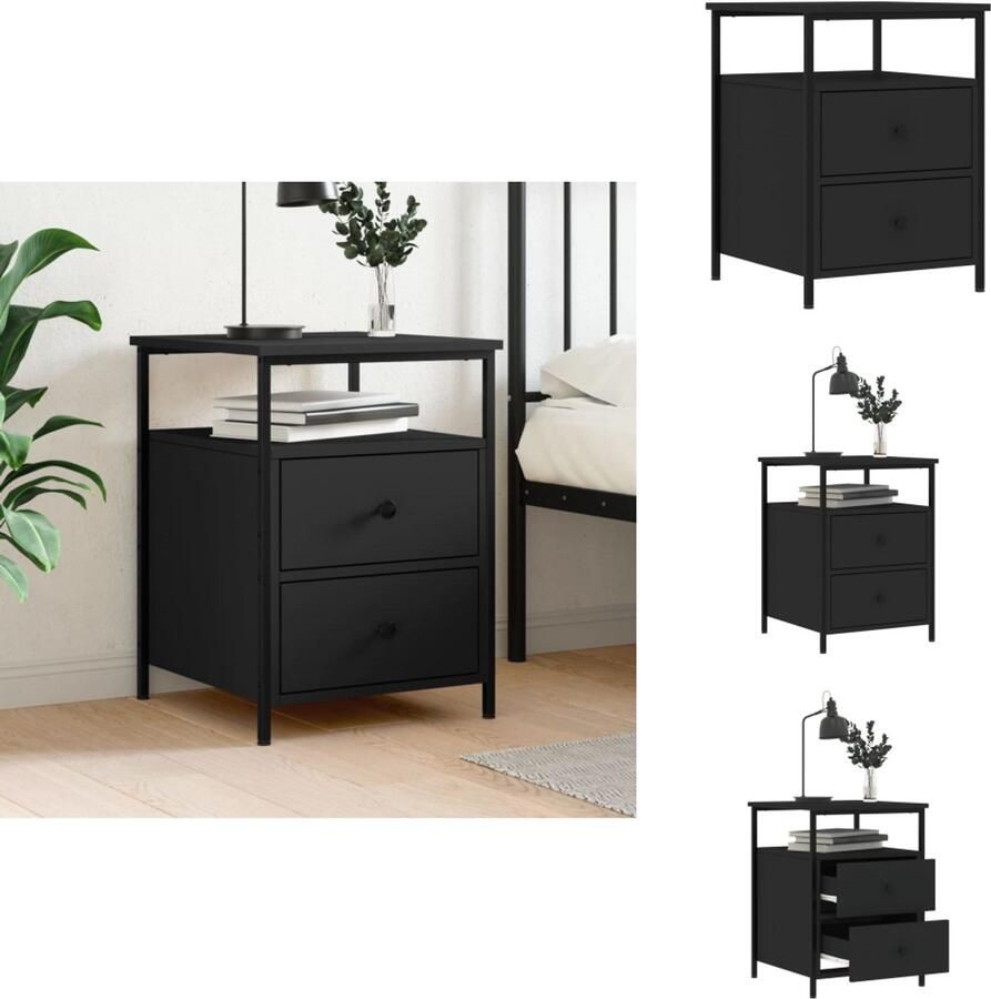 VidaXL -Nachtkastje-44x45x60-cm-bewerkt-hout-zwart