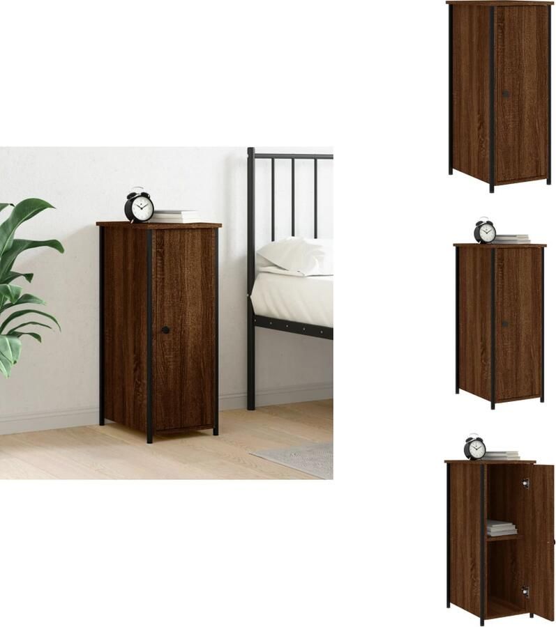 VidaXL Nachtkastje Nachtkastjes Kast Slaapkamermeubels Nachtkastje 32x42x80 cm bewerkt hout bruineikenkleurig - Foto 2