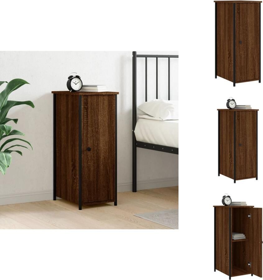 VidaXL Nachtkastje Nachtkastjes Kast Slaapkamermeubels Nachtkastje 32x42x80 cm bewerkt hout bruineikenkleurig