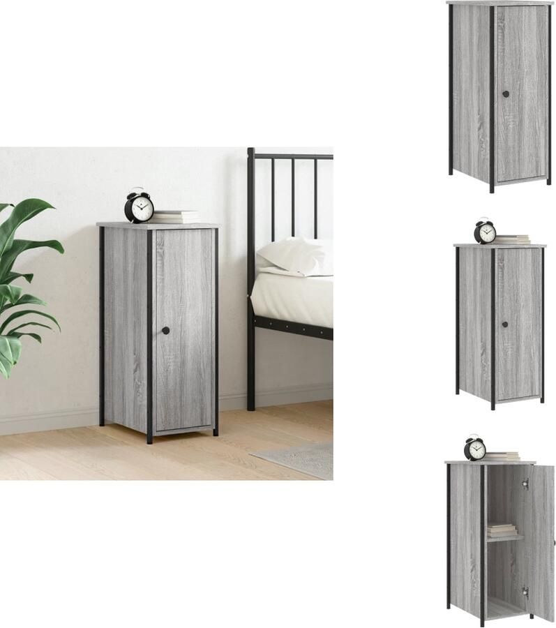 VidaXL Nachtkastje Nachtkastjes Kast Slaapkamermeubels Nachtkastje 32x42x80 cm bewerkt hout grijs sonoma eikenkleurig