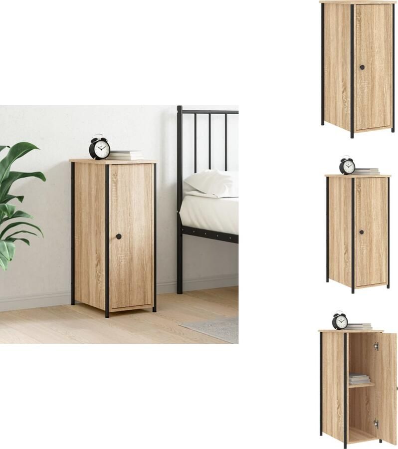VidaXL Nachtkastje Nachtkastjes Kast Slaapkamermeubels Nachtkastje 32x42x80 cm bewerkt hout sonoma eikenkleurig - Foto 2
