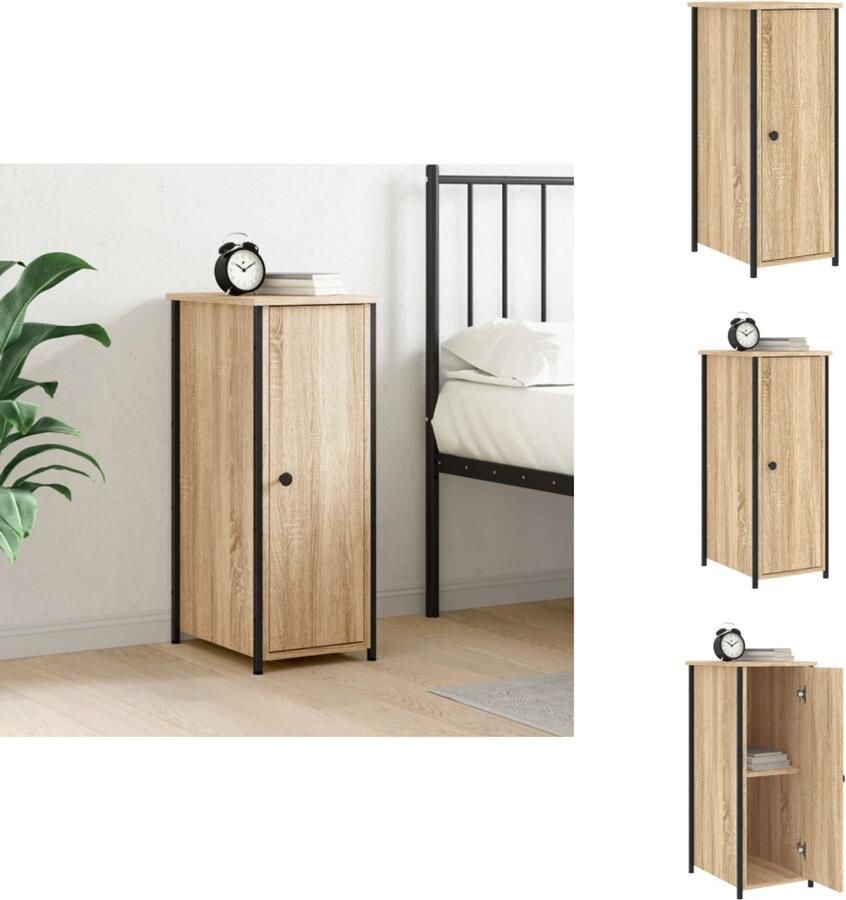 VidaXL Nachtkastje Nachtkastjes Kast Slaapkamermeubels Nachtkastje 32x42x80 cm bewerkt hout sonoma eikenkleurig