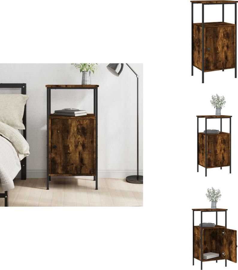 VidaXL Nachtkastje Nachtkastjes Kast Slaapkamermeubels Nachtkastje 41x31x80 cm bewerkt hout gerookt eikenkleurig