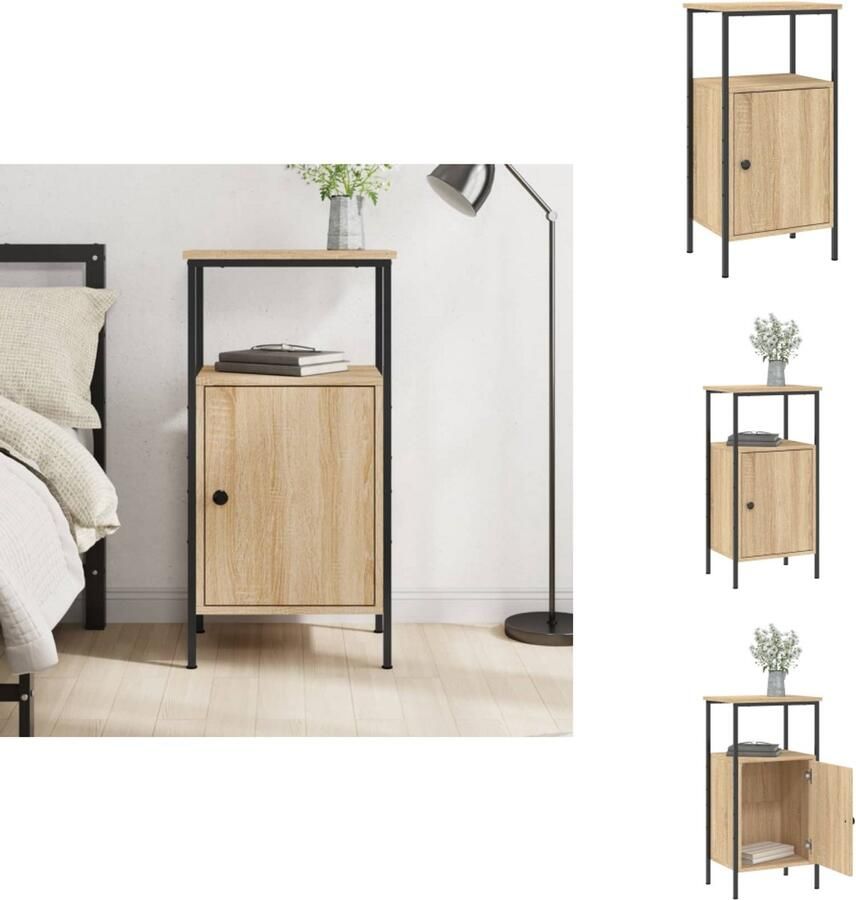 VidaXL Nachtkastje Nachtkastjes Kast Slaapkamermeubels Nachtkastje 41x31x80 cm bewerkt hout sonoma eikenkleurig