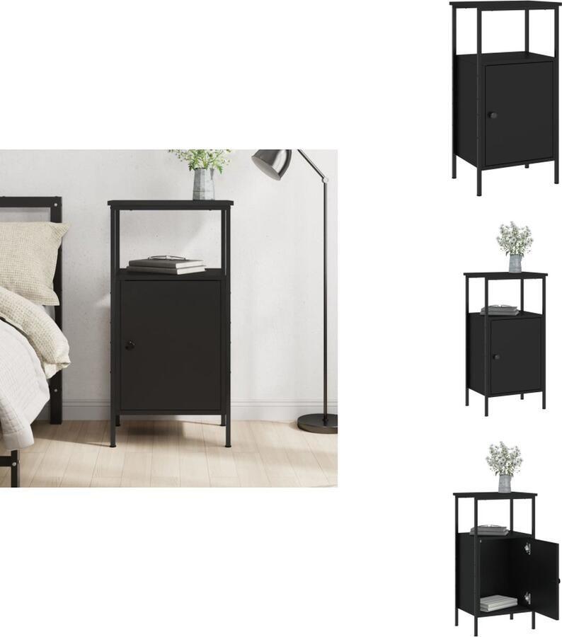 VidaXL Nachtkastje Nachtkastjes Kast Slaapkamermeubels Nachtkastje 41x31x80 cm bewerkt hout zwart