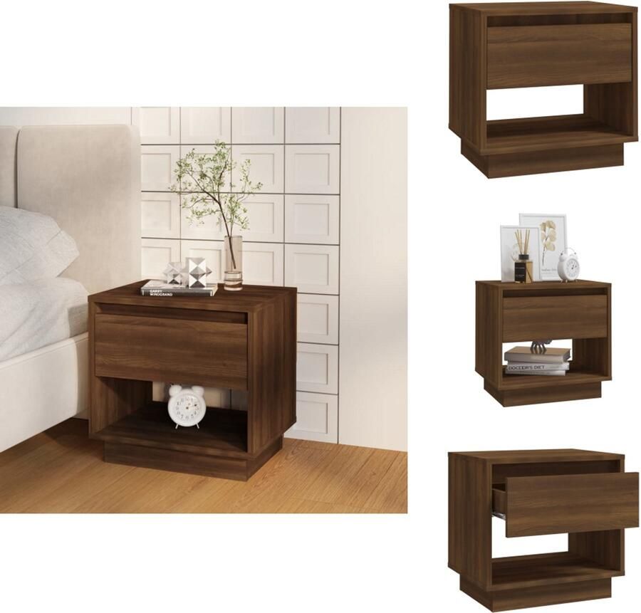 VidaXL Nachtkastje Nachtkastjes Kastje Bedkastje Nachtkastje 45x34x44 cm bewerkt hout bruin eikenkleur