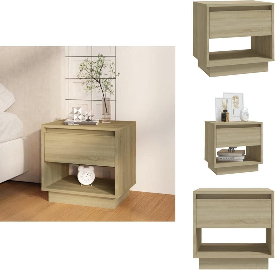 VidaXL Nachtkastje Nachtkastjes Kastje Bedkastje Nachtkastje 45x34x44 cm bewerkt hout sonoma eikenkleurig