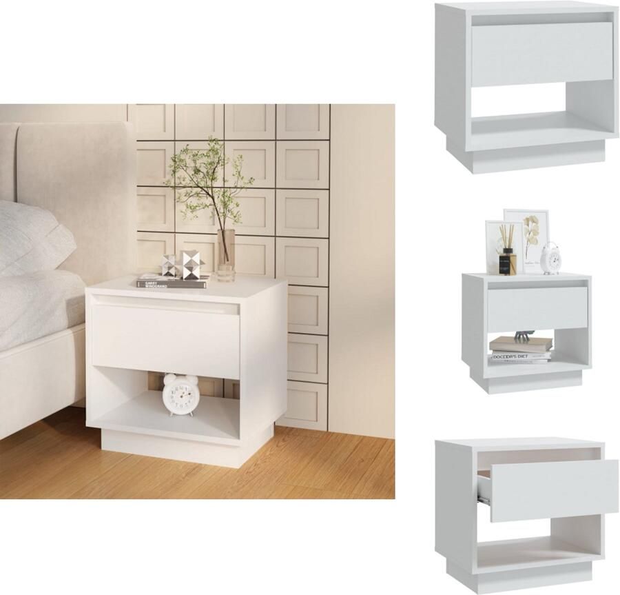 VidaXL Nachtkastje Nachtkastjes Kastje Bedkastje Nachtkastje 45x34x44 cm bewerkt hout wit