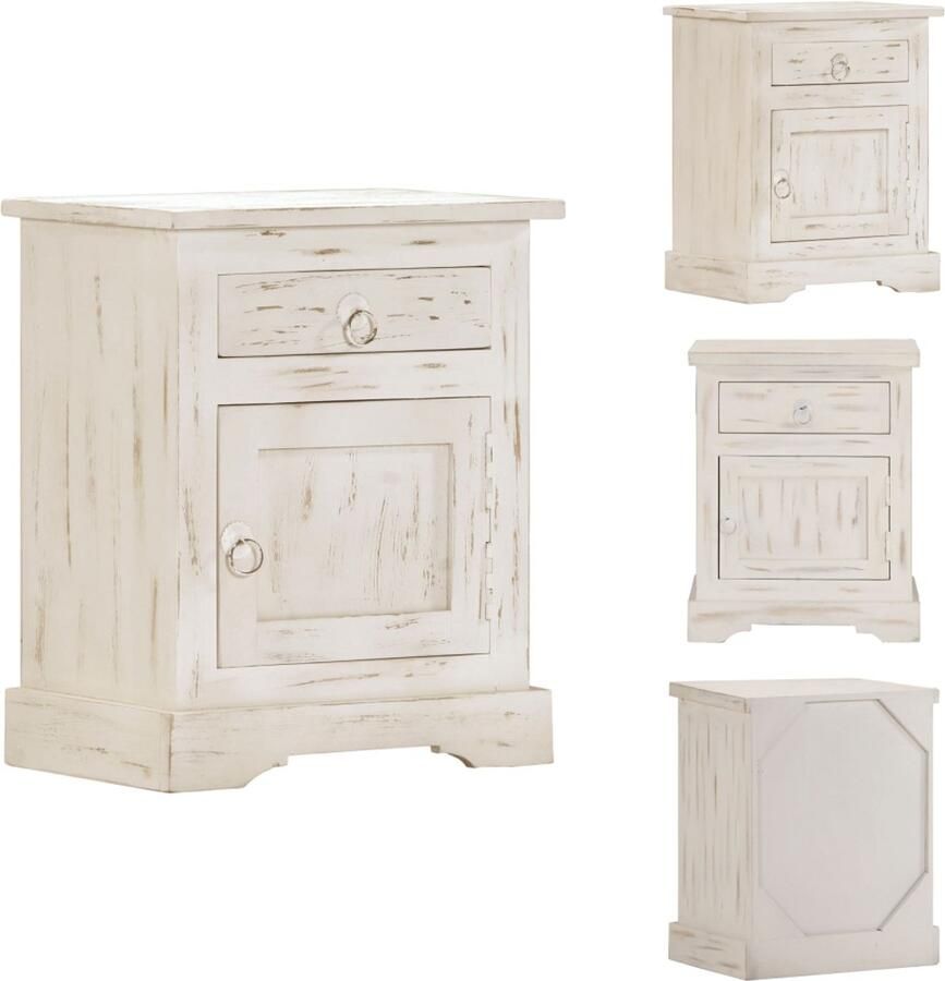 VidaXL Nachtkastje Nachtkastjes Kastje Kastjes Nachtkastje 40x30x50 cm massief mangohout wit