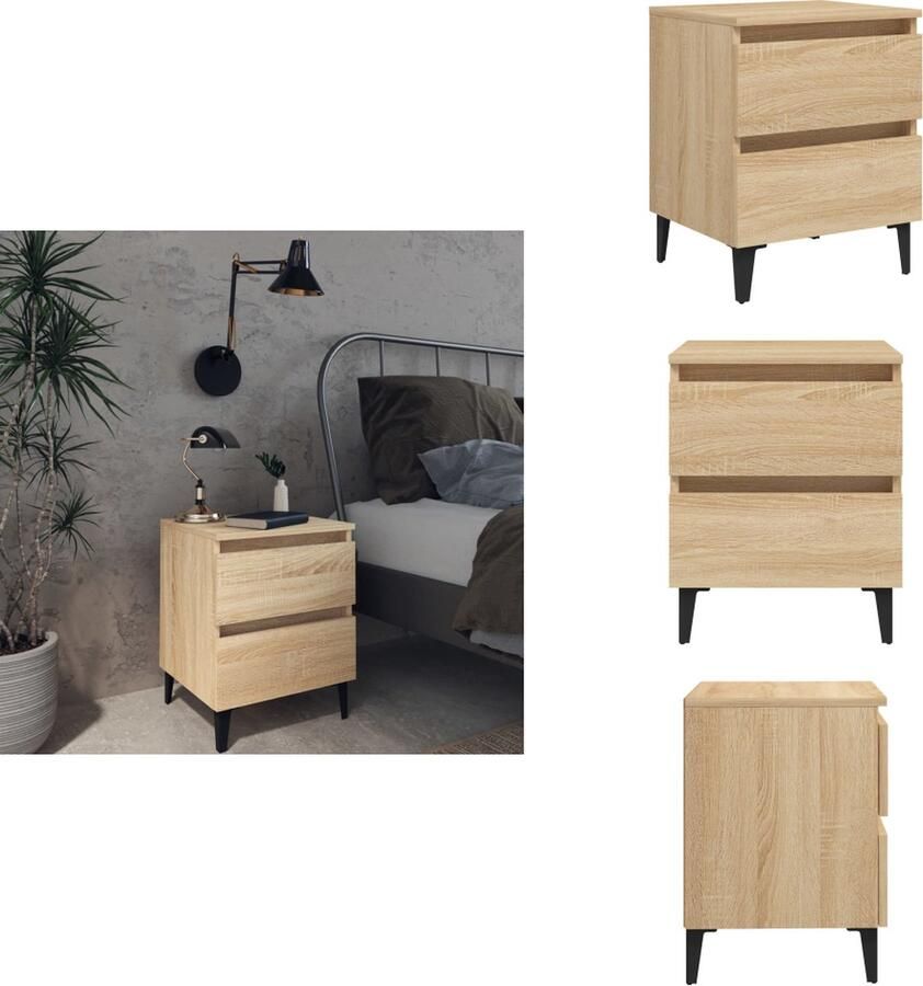 VidaXL Nachtkastje Nachtkastjes Kastje Kastjes Nachtkastje 40x35x50 cm bewerkt hout sonoma eikenkleurig