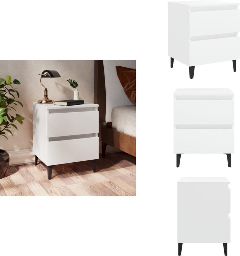 VidaXL Nachtkastje Nachtkastjes Kastje Kastjes Nachtkastje 40x35x50 cm bewerkt hout wit