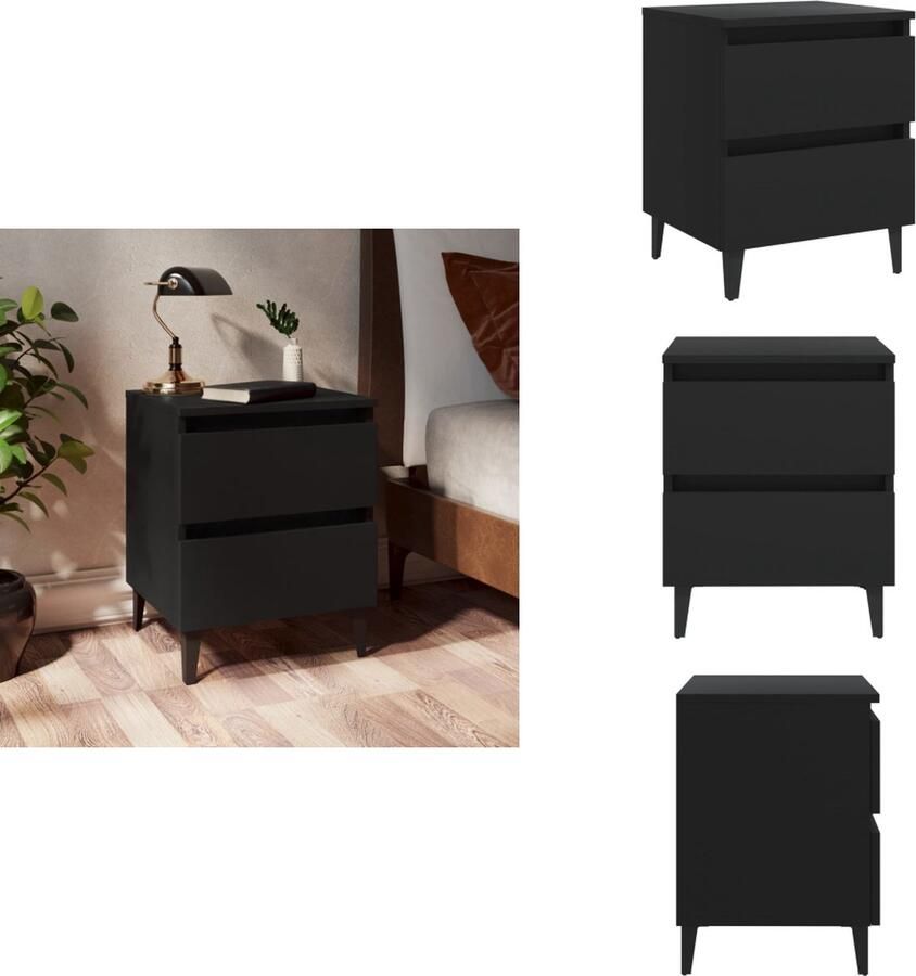 VidaXL Nachtkastje Nachtkastjes Kastje Kastjes Nachtkastje 40x35x50 cm bewerkt hout zwart