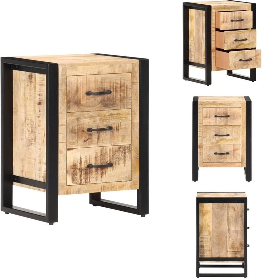 VidaXL Nachtkastje Nachtkastjes Kastje Kastjes Nachtkastje 40x35x55 cm massief mangohout