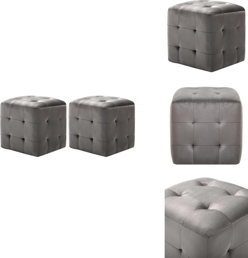 VidaXL Nachtkastje Nachtkastjes Kastje Kastjes Nachtkastjes 2 st 30x30x30 cm fluweel grijs