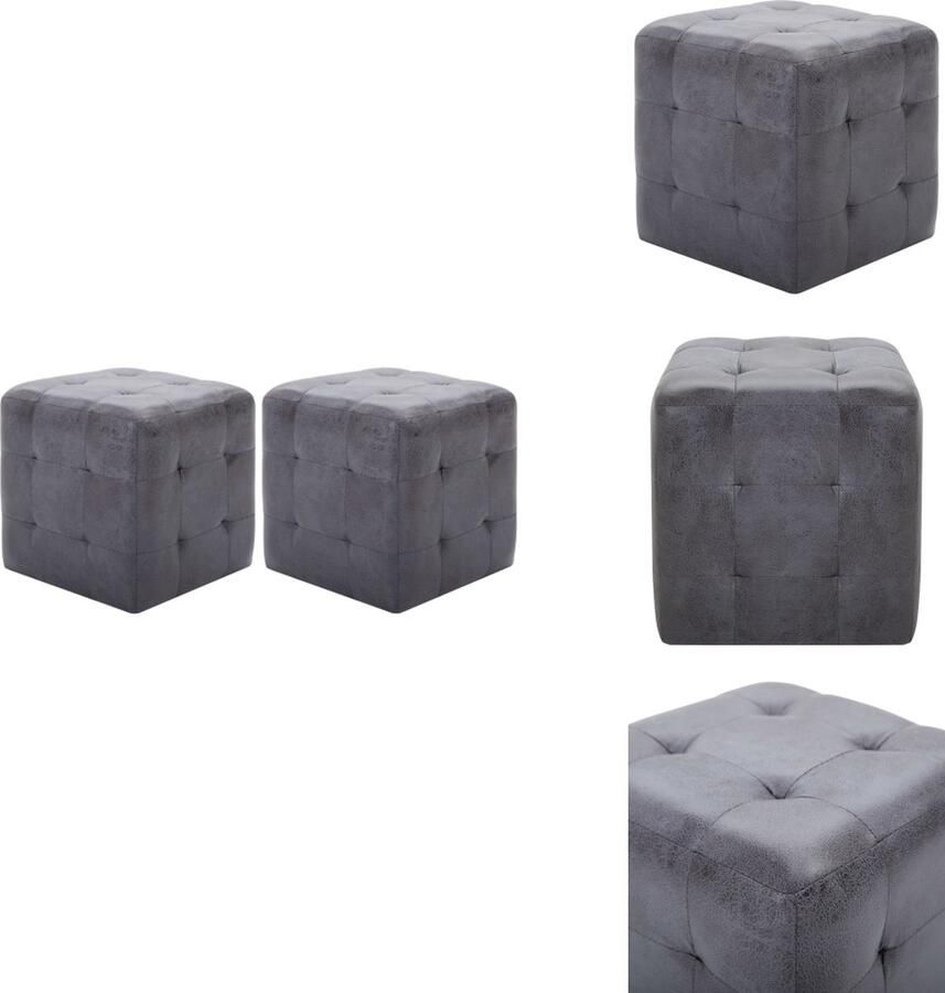 VidaXL Nachtkastje Nachtkastjes Kastje Kastjes Nachtkastjes 2 st 30x30x30 cm kunstsuède grijs