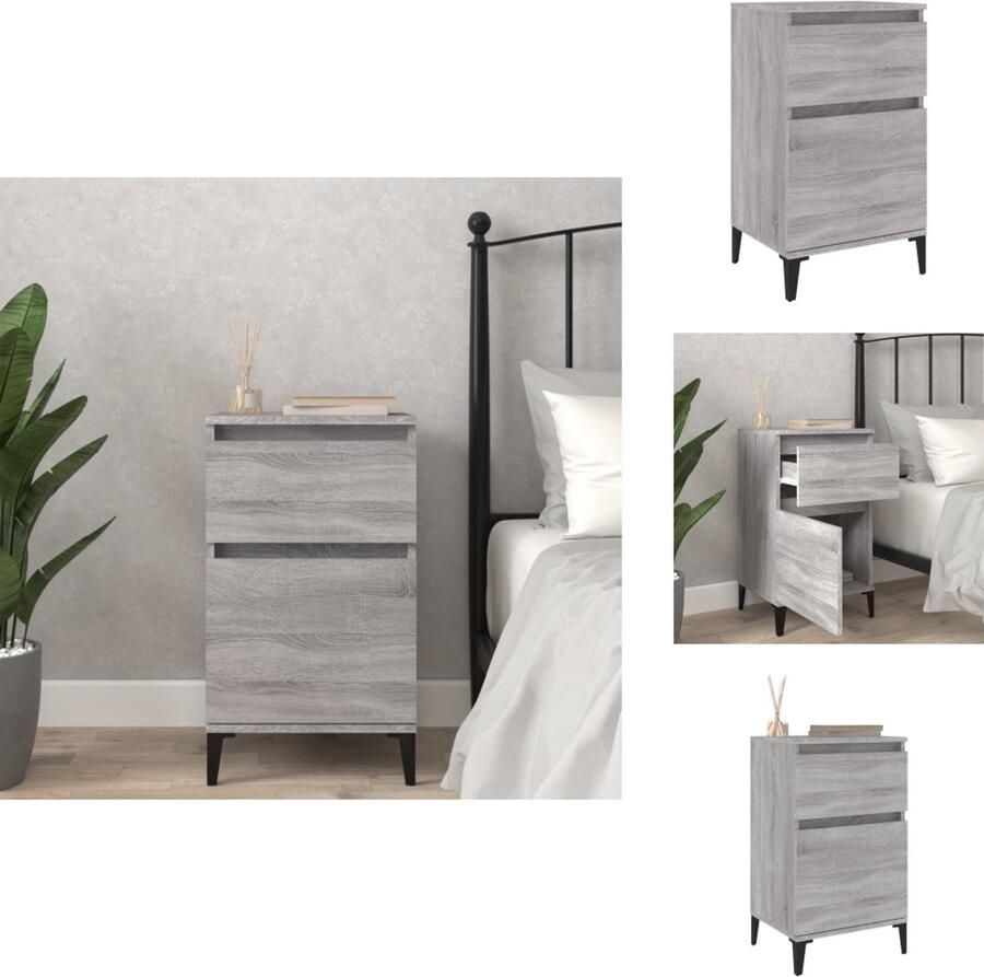 VidaXL Nachtkastje Nachtkastjes Kastje Nachttafel Nachtkastje 40x35x70 cm bewerkt hout grijs sonoma eikenkleurig