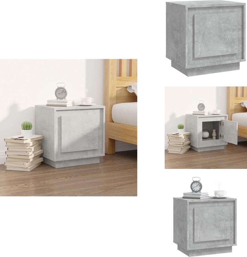 VidaXL Nachtkastje Nachtkastjes Kastje Nachttafel Nachtkastje 44x35x45 cm bewerkt hout betongrijs
