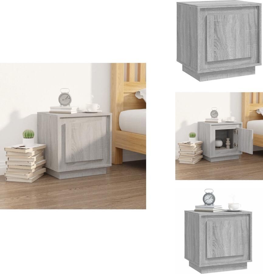 VidaXL Nachtkastje Nachtkastjes Kastje Nachttafel Nachtkastje 44x35x45 cm bewerkt hout grijs sonoma eikenkleurig