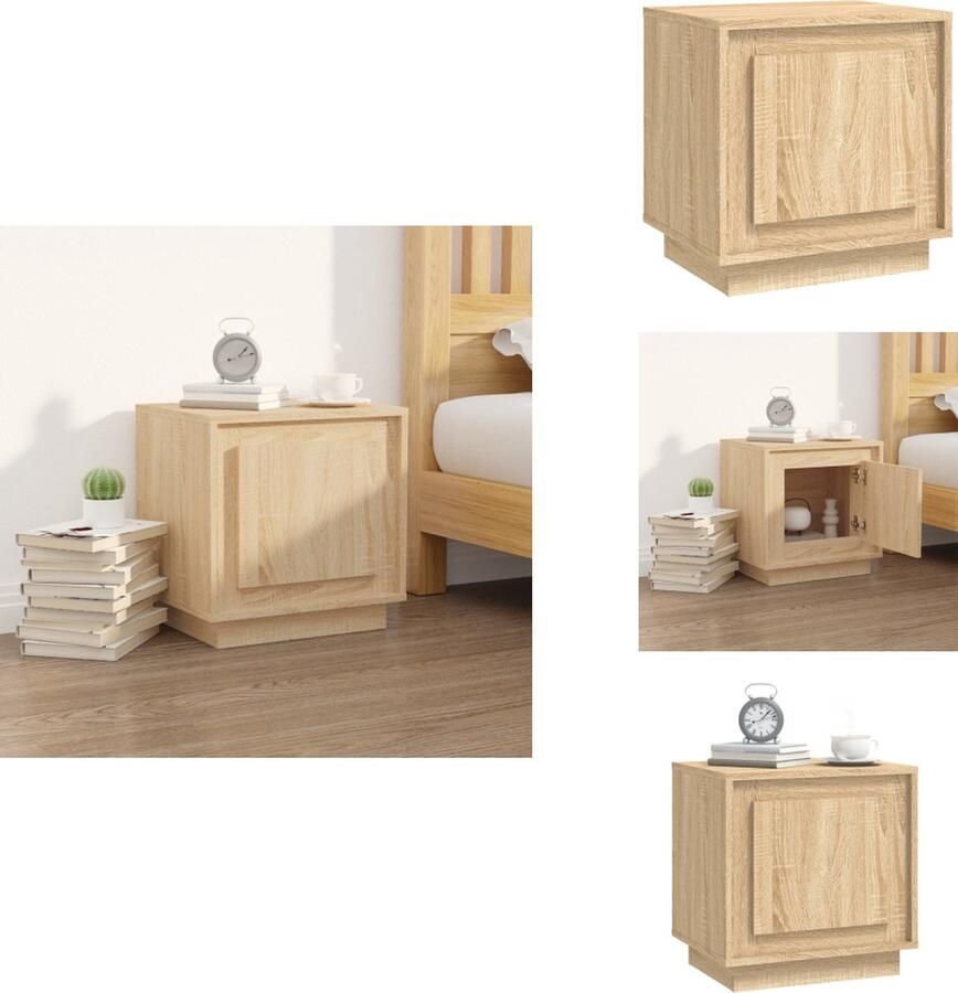 VidaXL Nachtkastje Nachtkastjes Kastje Nachttafel Nachtkastje 44x35x45 cm bewerkt hout sonoma eikenkleurig