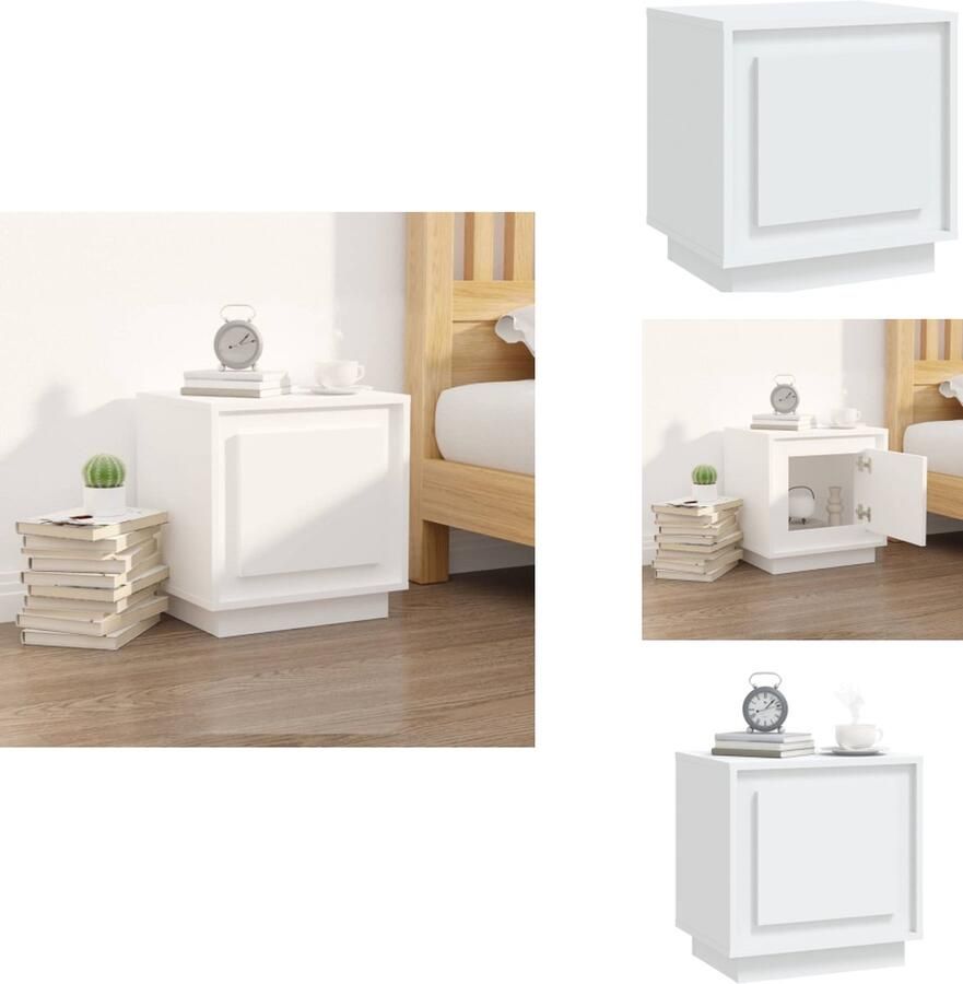 VidaXL Nachtkastje Nachtkastjes Kastje Nachttafel Nachtkastje 44x35x45 cm bewerkt hout wit