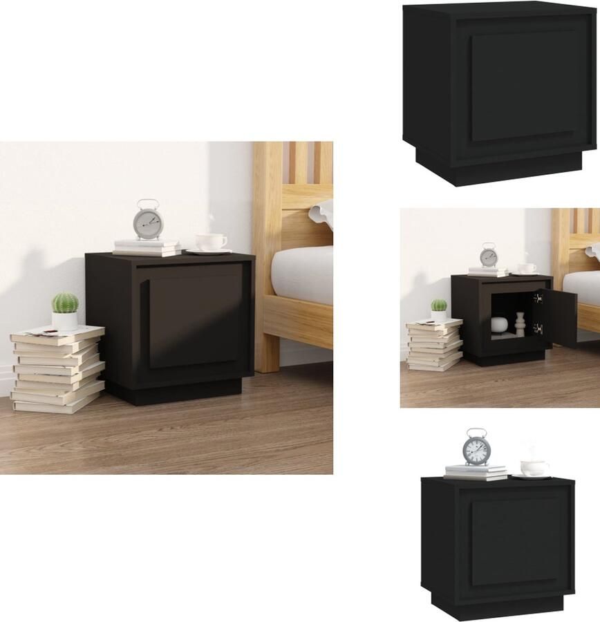 VidaXL Nachtkastje Nachtkastjes Kastje Nachttafel Nachtkastje 44x35x45 cm bewerkt hout zwart