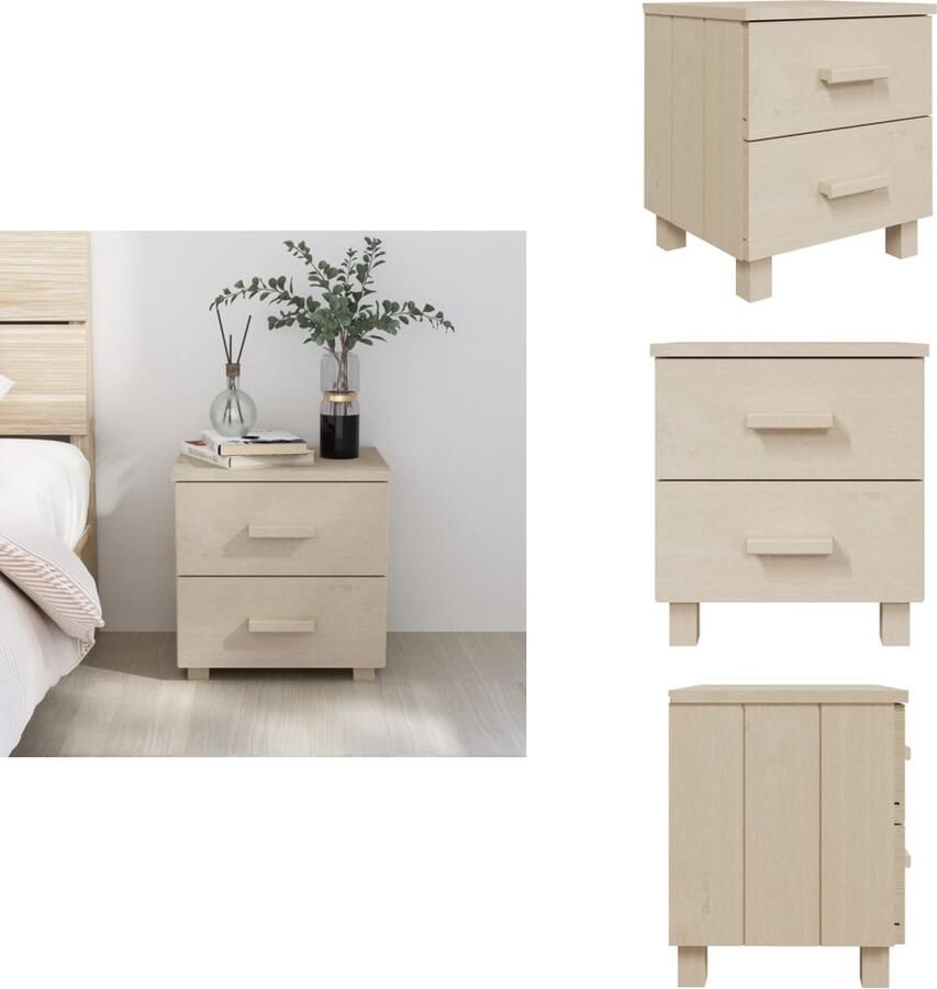 VidaXL Nachtkastje Nachtkastjes Kastje Nachttafel Nachtkastje HAMAR 40x35x44 5 cm massief grenenhout honingbruin