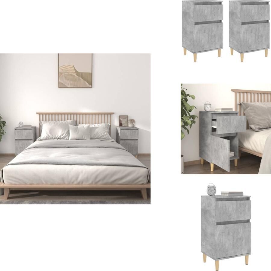 VidaXL Nachtkastje Nachtkastjes Kastje Nachttafel Nachtkastjes 2 st 40x35x70 cm betongrijs