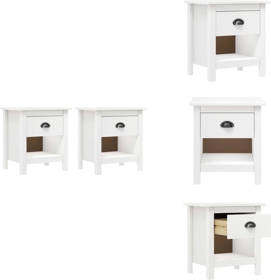 VidaXL Nachtkastje Nachtkastjes Kastje Nachttafel Nachtkastjes 2 st Hill Range 46x35x49 5 cm massief grenenhout