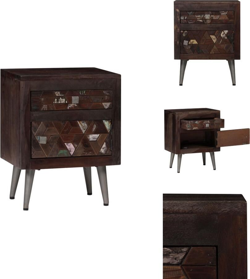 VidaXL Nachtkastje Nachtkastjes Ladekast Ladekasten Nachtkastje 40x30x50 cm massief gerecycled hout