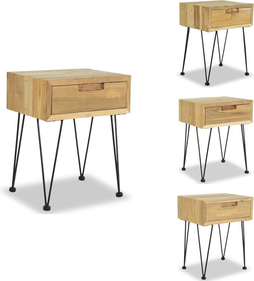 VidaXL Nachtkastje Nachtkastjes Ladekast Ladekasten Nachtkastje 40x30x50 cm massief teakhout