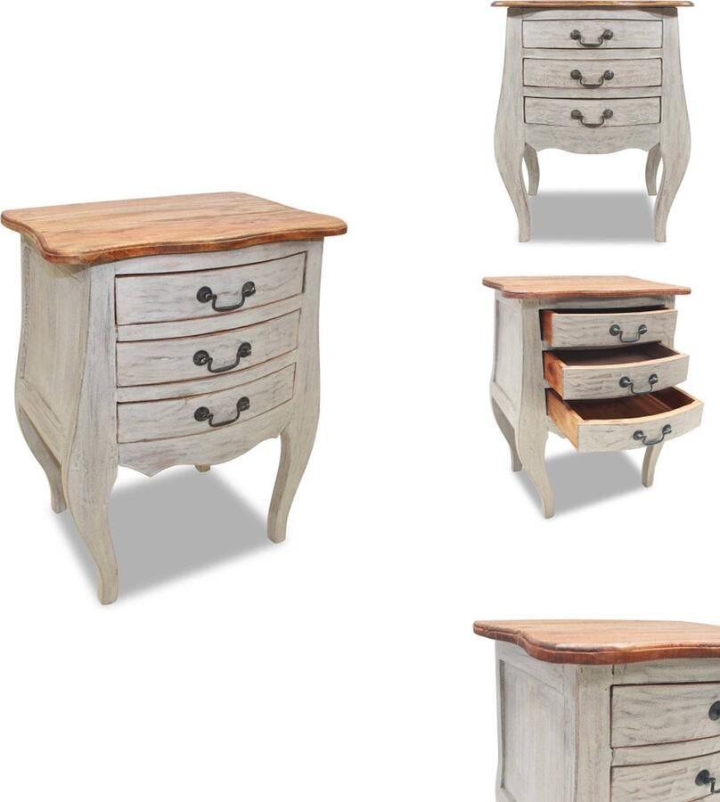 VidaXL Nachtkastje Nachtkastjes Ladekast Ladekasten Nachtkastje 48x35x64 cm massief gerecycled hout