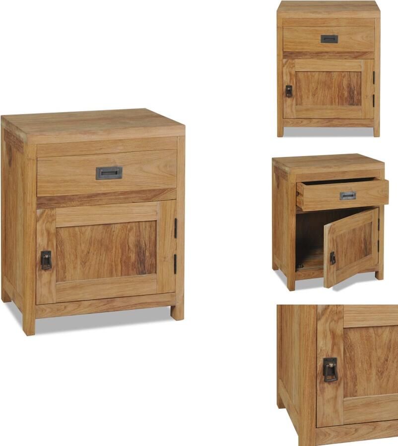 VidaXL Nachtkastje Nachtkastjes Ladekast Ladekasten Nachtkastje massief teakhout 40x30x50 cm