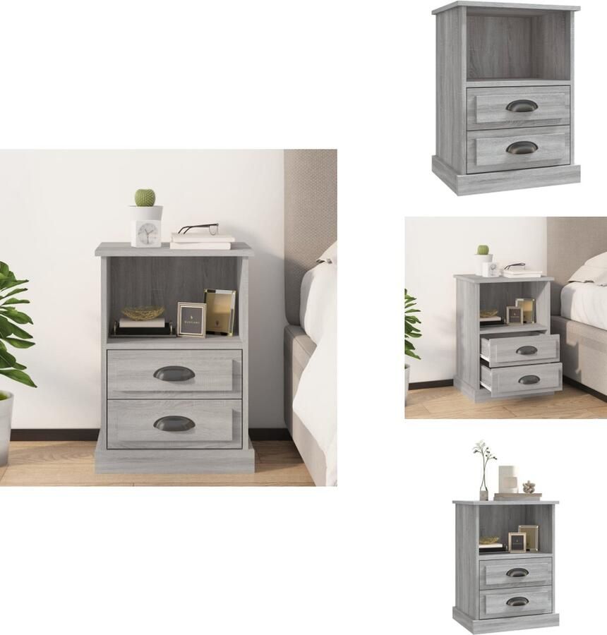 VidaXL Nachtkastje Nachtkastjes Modern Nachtkastje Telefoonkast Nachtkastje 43x36x60 cm grijs sonoma eikenkleurig