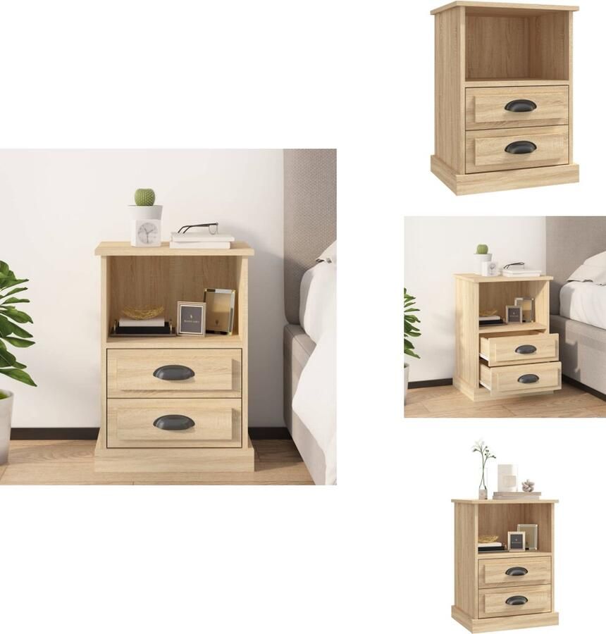 VidaXL Nachtkastje Nachtkastjes Modern Nachtkastje Telefoonkast Nachtkastje 43x36x60 cm sonoma eikenkleurig