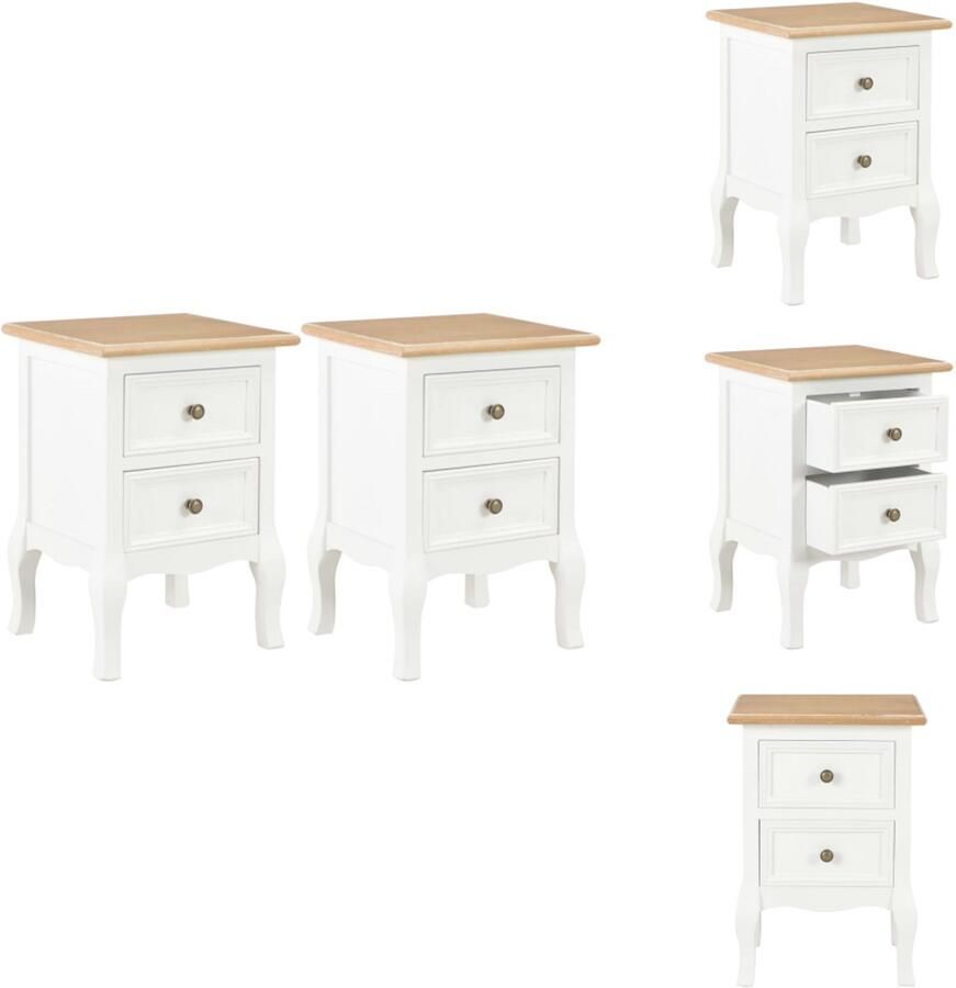 VidaXL Nachtkastje Nachtkastjes Nacht Kastje Nacht Kastjes Nachtkastje 2 st 35x30x49 cm MDF wit