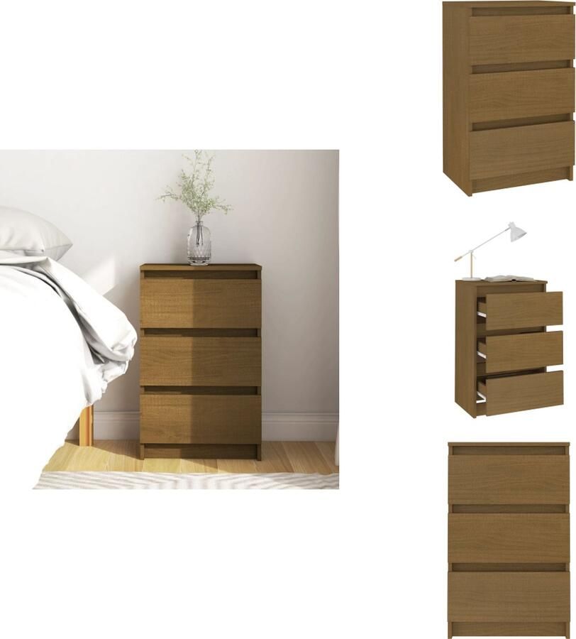 VidaXL Nachtkastje Nachtkastjes Nacht Kastje Nacht Kastjes Nachtkastje 40x29 5x64 cm massief grenenhout honingbruin