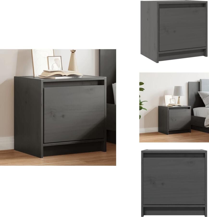 VidaXL Nachtkastje Nachtkastjes Nacht Kastje Nacht Kastjes Nachtkastje 40x30-5x40 cm massief grenenhout grijs