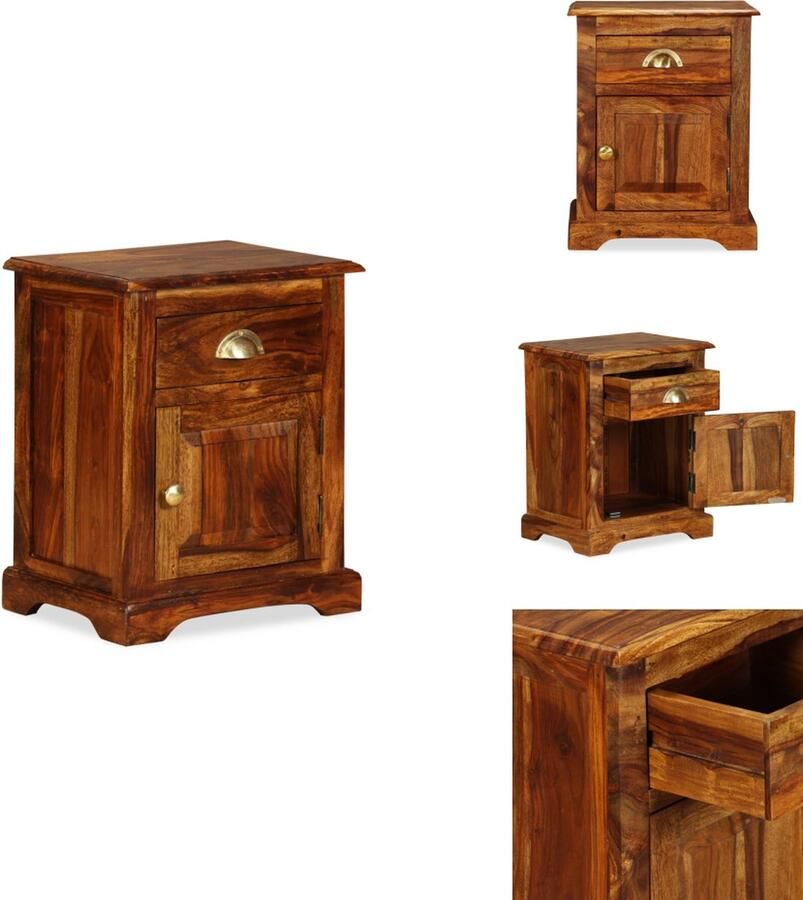 VidaXL Nachtkastje Nachtkastjes Nacht Kastje Nacht Kastjes Nachtkastje 40x30x50 cm massief sheeshamhout