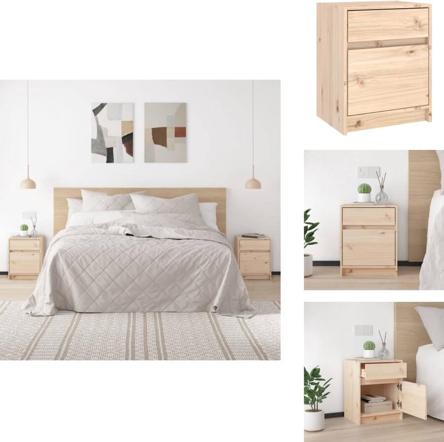 VidaXL Nachtkastje Nachtkastjes Nacht Kastje Nacht Kastjes Nachtkastje 40x31x50 cm massief grenenhout