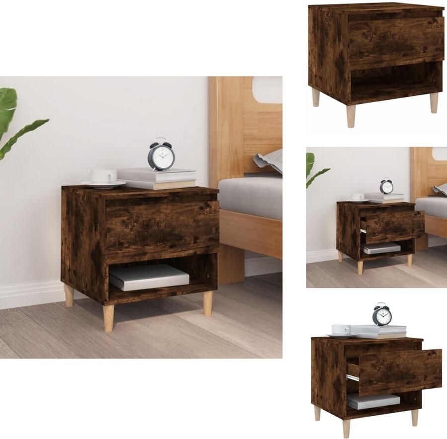 VidaXL Nachtkastje Nachtkastjes Nacht Kastje Nacht Kastjes Nachtkastje 50x46x50 cm bewerkt hout gerookt eikenkleurig